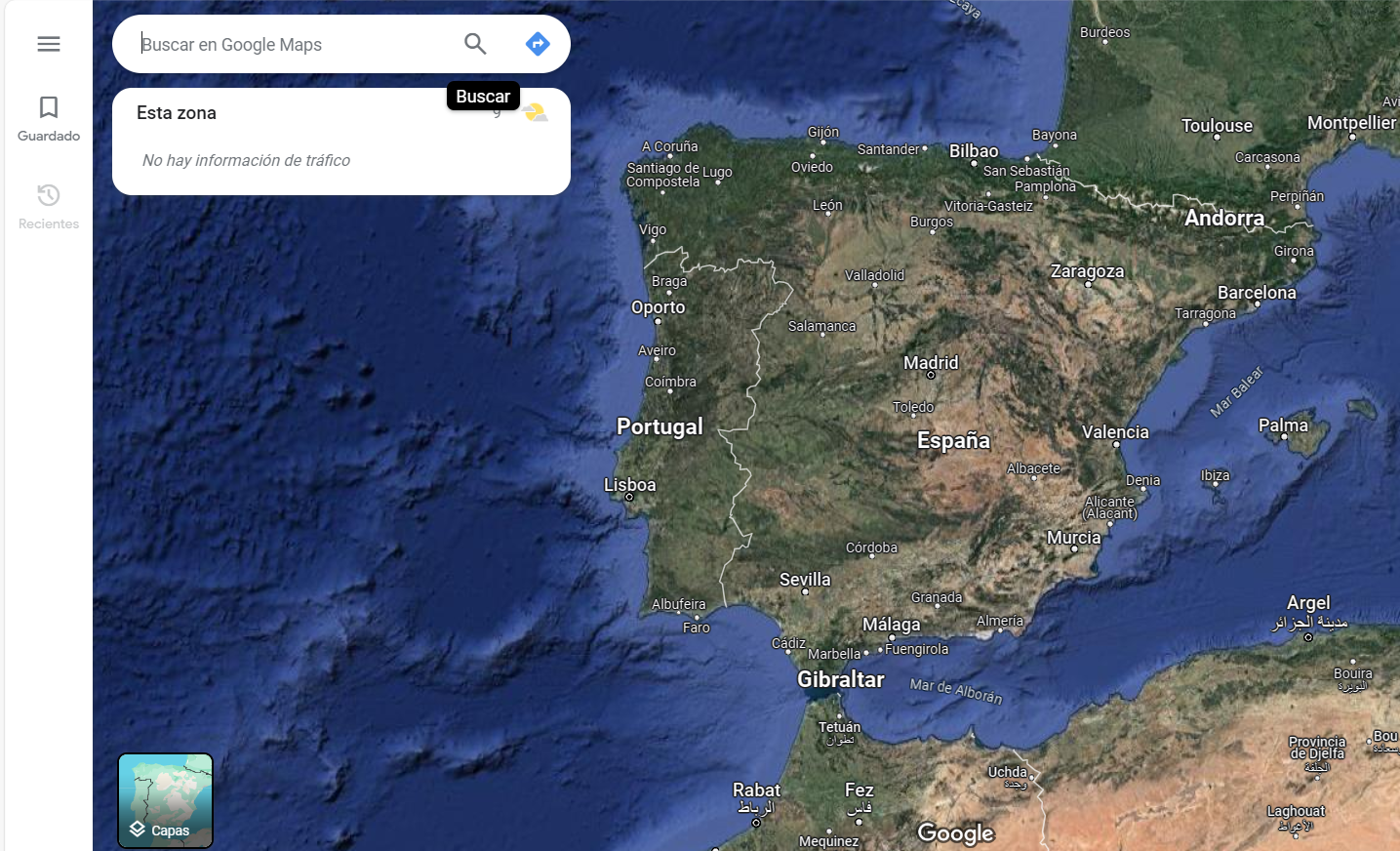 Carte nationale extraite du système d'information géographique Google Maps