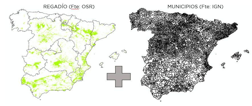 Deux cartes nationales : l’une montrant les zones irriguées et l’autre les municipalités