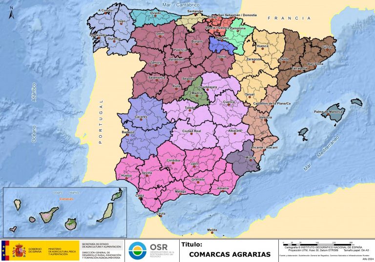 Mapa de las comarcas agrarias de España